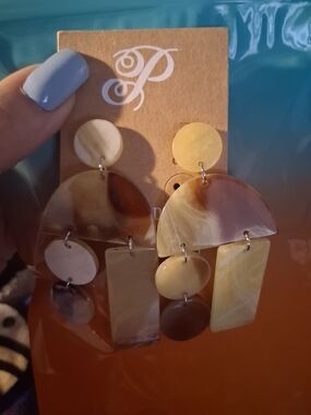 Plunder Yellow & Brown Resin Statement Dangle Earrings